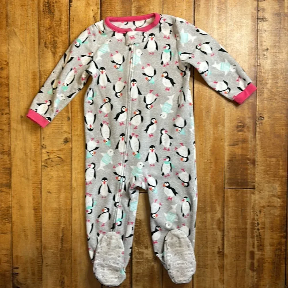 Carters fleece pajamas size 24 mos bundle 2 pairs bundle zip up unicorn bears